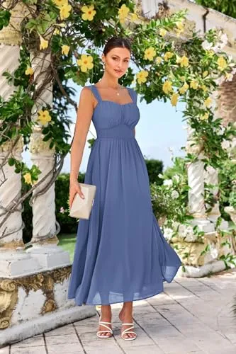 2024 Women's Summer Sleeveless Off Shoulder Floral Flowy A Line Maxi Dresses Apricot S