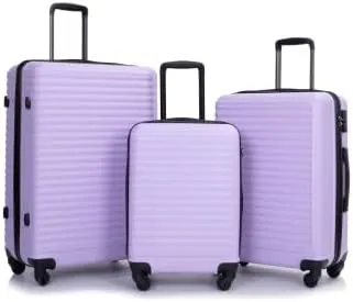 3 Piece Lightweight Luggage Set with 360 Spinner Wheels & TSA Lock, Nesting Suitcases 20/24/28 Inch for Travel, 2 Hooks & Expandable Storage, Lavender Purple