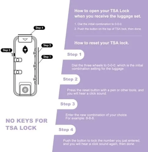 3 Piece Lightweight Luggage Set with 360 Spinner Wheels & TSA Lock, Nesting Suitcases 20/24/28 Inch for Travel, 2 Hooks & Expandable Storage, Lavender Purple