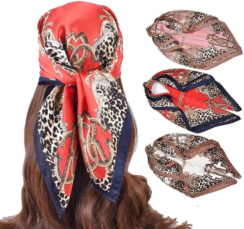 35 Satin Large Square Head Scarves - 4PCS Silk Like Neck Scarf Hair Sleeping 4 pcs