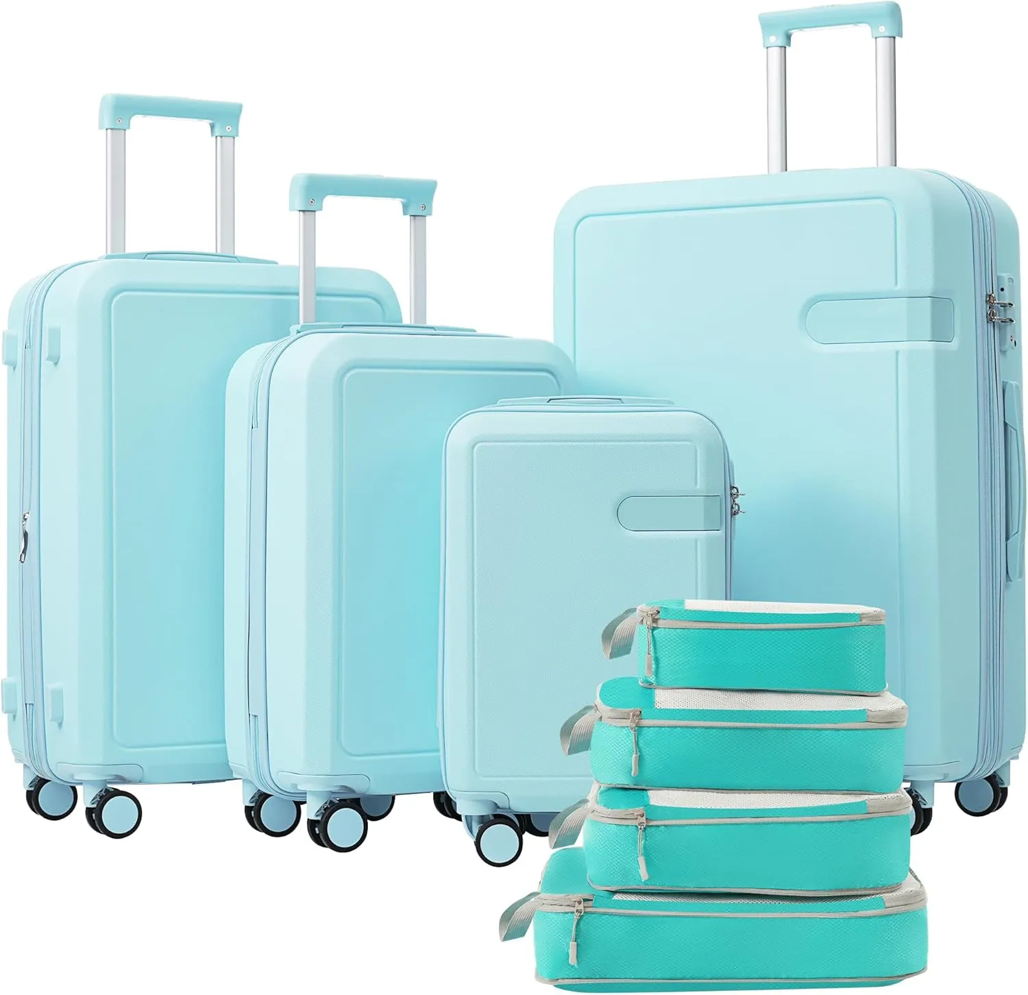 4 Piece Lightweight Luggage Set: 16/20/24/28IN ABS Spinner Suitcases - Expandable with Compression Cubes & TSA Lock - Perfect for Travelers & Frequent Flyers