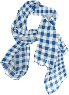 ALAZA Firebrick Gingham Plaid White Blue Grid Sheer Scarves Shawl Wrap Women Infinity Oblong Chiffon Scarf for Outdoor