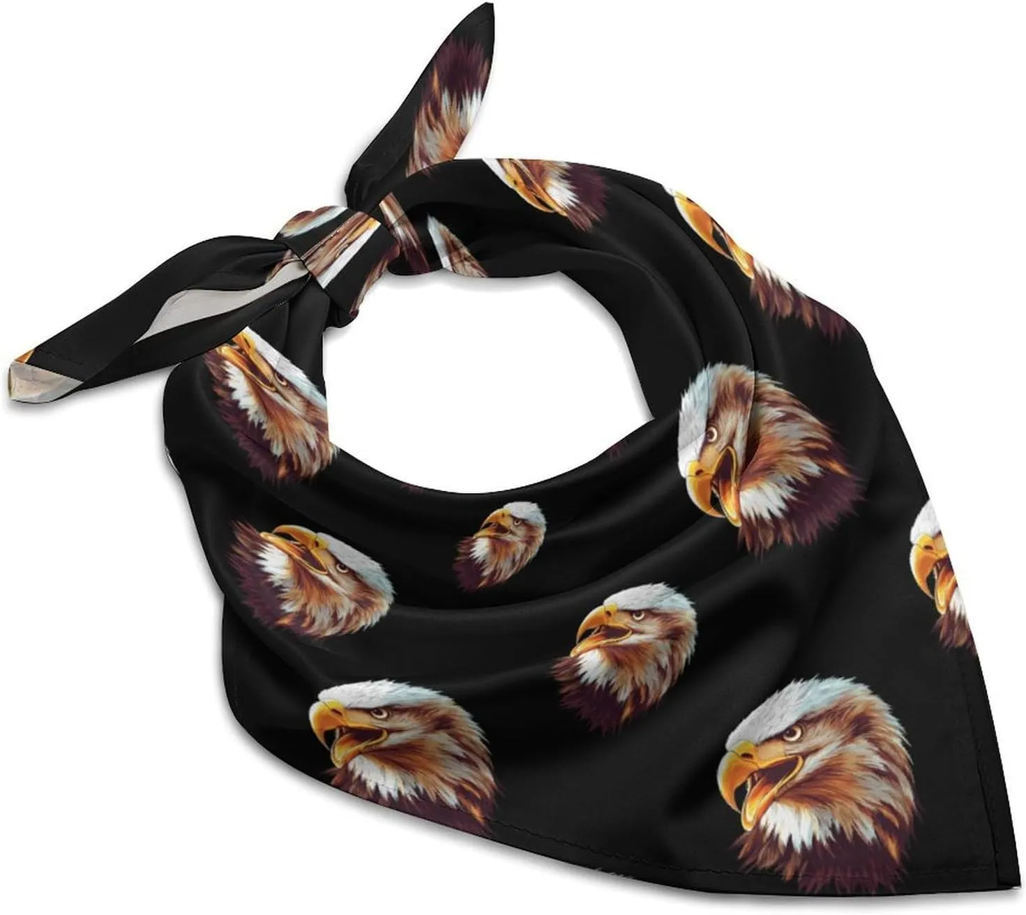 An Eagle-head Fashion Square Silk Scarf Soft Lightweight Neck Hair Head Scarves