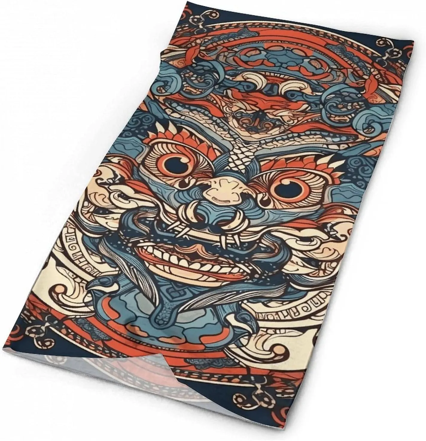 Asian Style Pattern Face Mask for Cold Weather Neck Gaiter Scarf Windproof Bandana for Men Women Elastic Balaclava Headbands for Motorcycle Cycling Riding Skiing Party