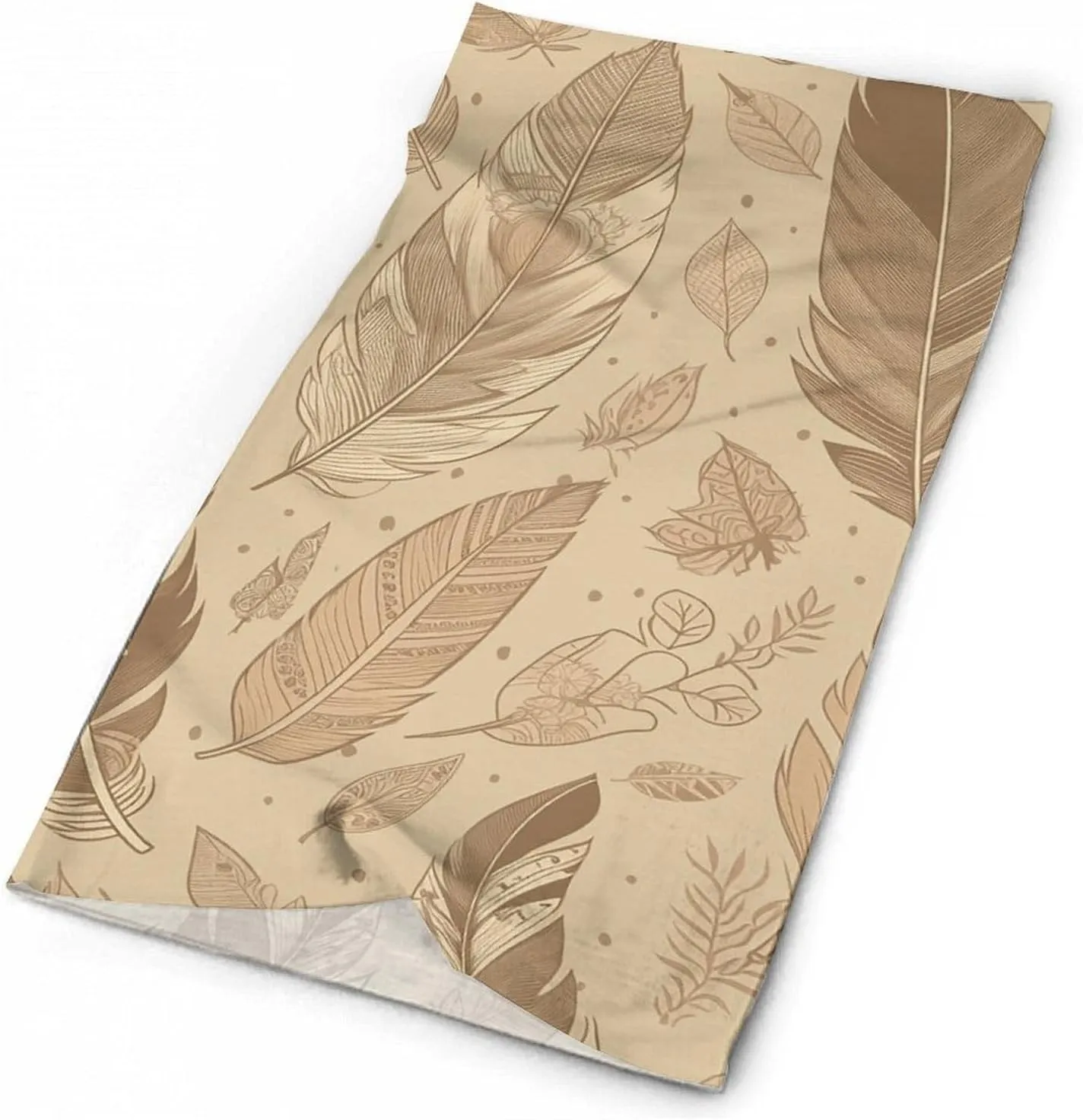 Beige Leaf Pattern Face Mask for Cold Weather Neck Gaiter Scarf Windproof Bandana for Men Women Elastic Balaclava Headbands for Motorcycle Cycling Riding Skiing Party