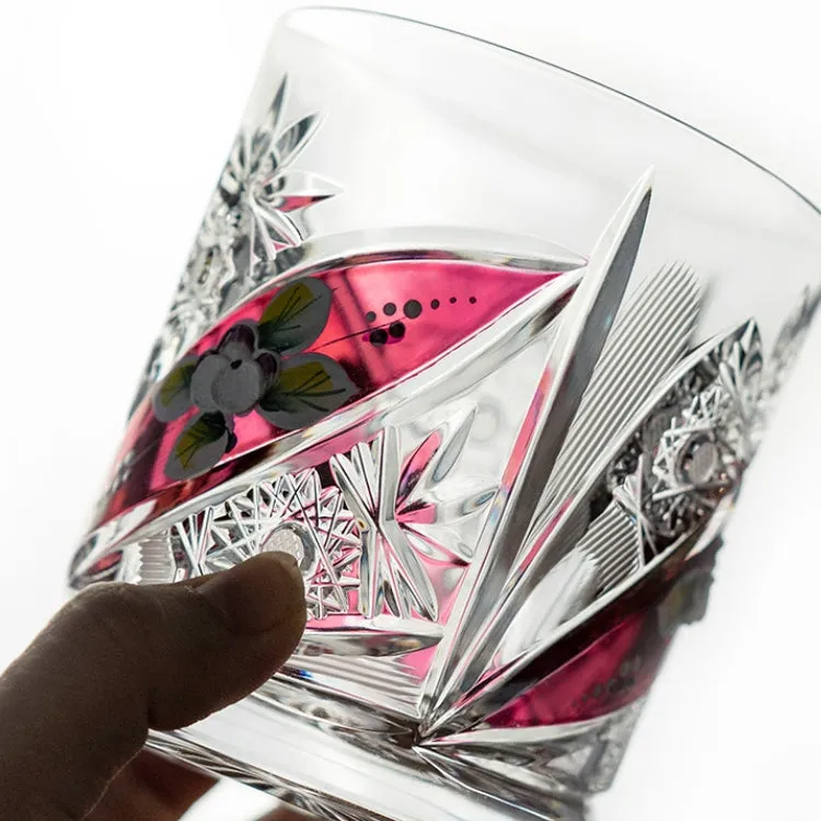 Bohemia Floral Enamel Crystal Whisky Glasses Gift Set Of Two