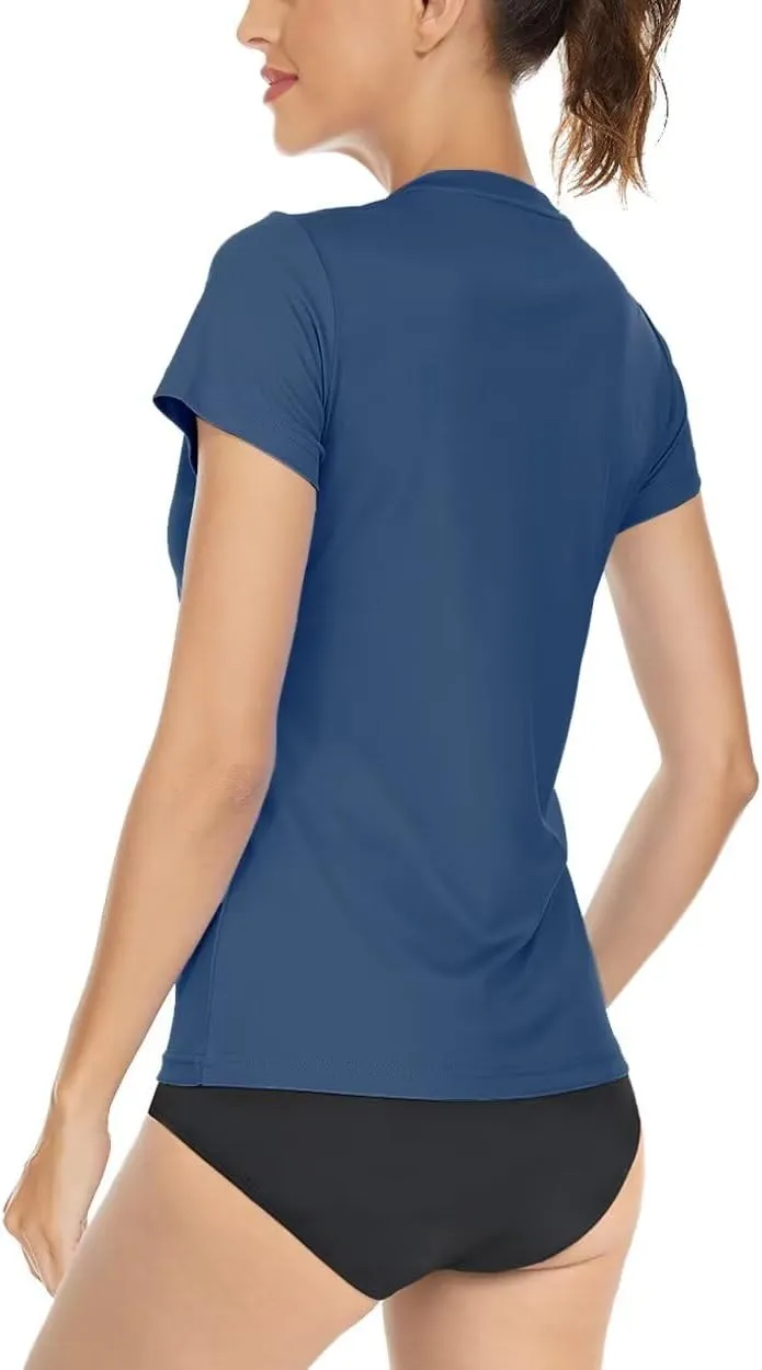 Boladeci Women's UPF 50  Sun Shirts UV Protection Short Sleeve Rash Guard Quick Dry Swim Hiking Tshirts Athletic Workout Tops
