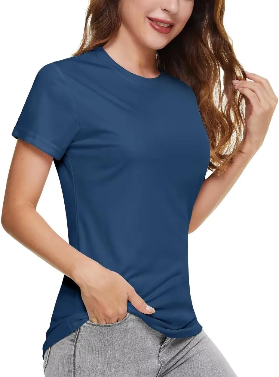Boladeci Women's UPF 50  Sun Shirts UV Protection Short Sleeve Rash Guard Quick Dry Swim Hiking Tshirts Athletic Workout Tops