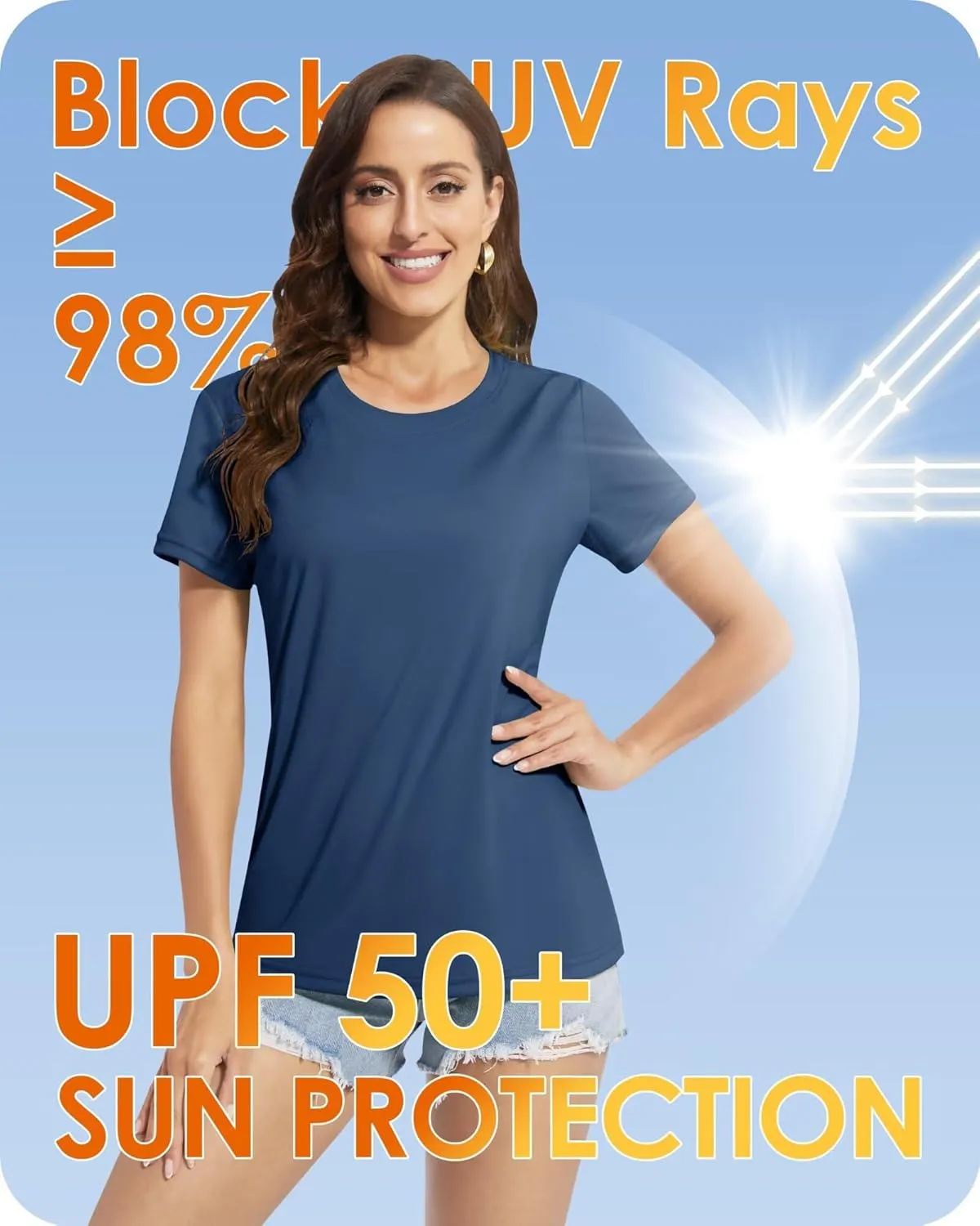 Boladeci Women's UPF 50  Sun Shirts UV Protection Short Sleeve Rash Guard Quick Dry Swim Hiking Tshirts Athletic Workout Tops