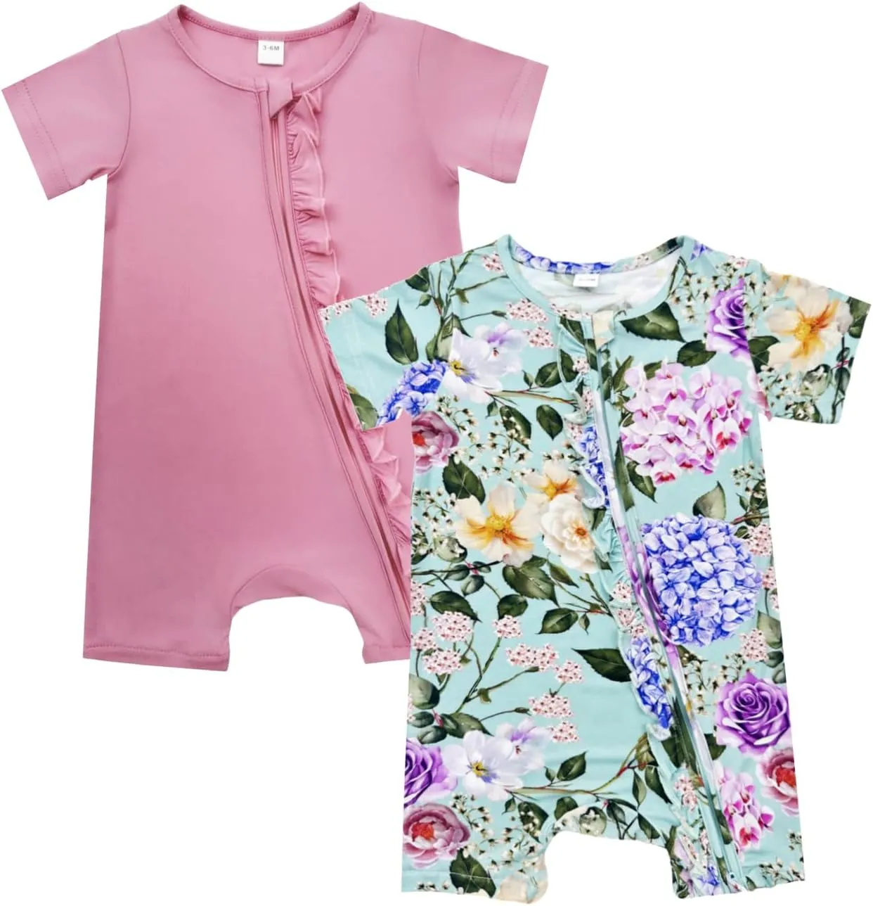 Bow Dream Baby Girl Romper 2 pack Bamboo Rayon Baby Clothes Short Sleeve Jumper Baby Girls’s One-Piece Rompers Summer