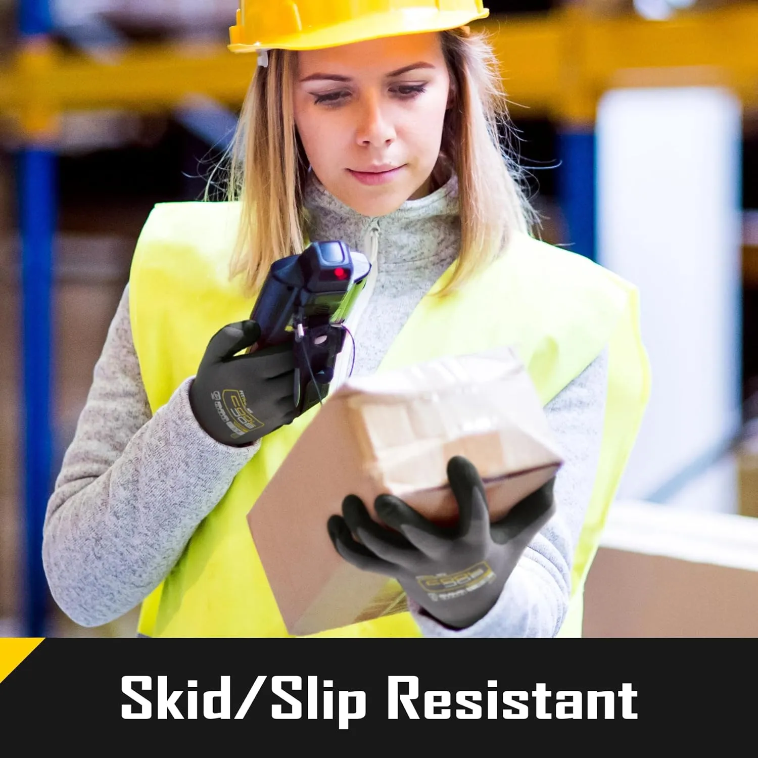 COOLJOB 36 Pairs Safety Work Gloves Microfoam Nitrile Rubber Coated, Seamless Knit Nylon Gloves with Full Fingers Touchscreen, Grip Nitrile Dipped, Ideal for Warehouse, Home Improvement, Grey Medium