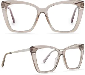 DIFF Becky IV Designer Cat Eye Blue Light Blocking Glasses for Women, Vintage Crystal