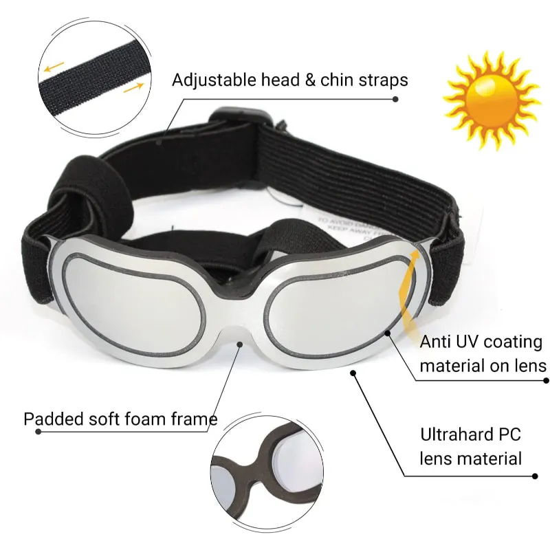 Dog Goggles Small Dog Sunglasses UV Protection Big Cat Glasses Fog/Windproof Outdoor Doggy Eye Protective with Adjustable Band for Small Dogs