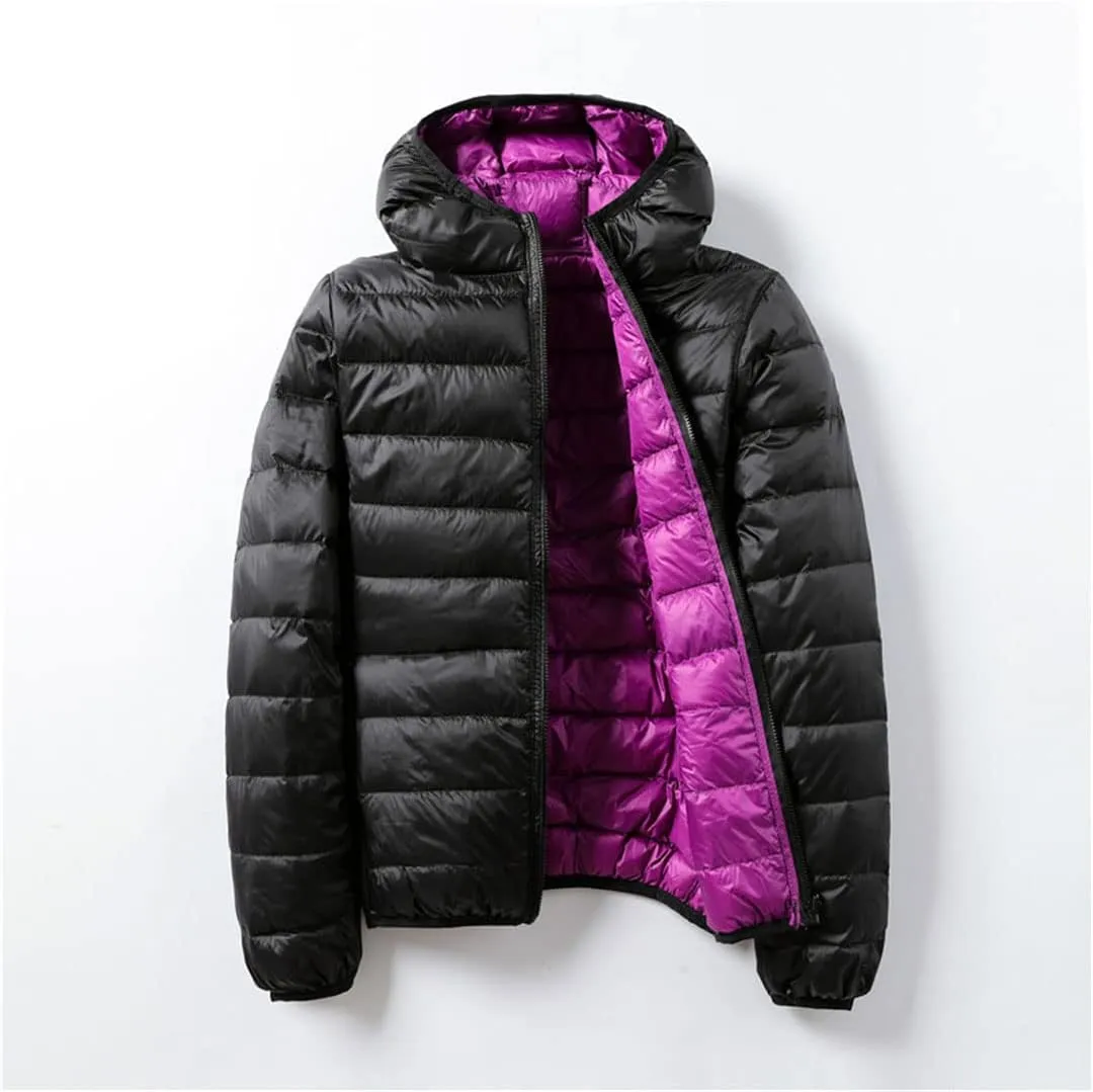 Double Side Women Jacket Ultra Light Duck Down Parkas Female Puffer Jacket Portable Down Coat