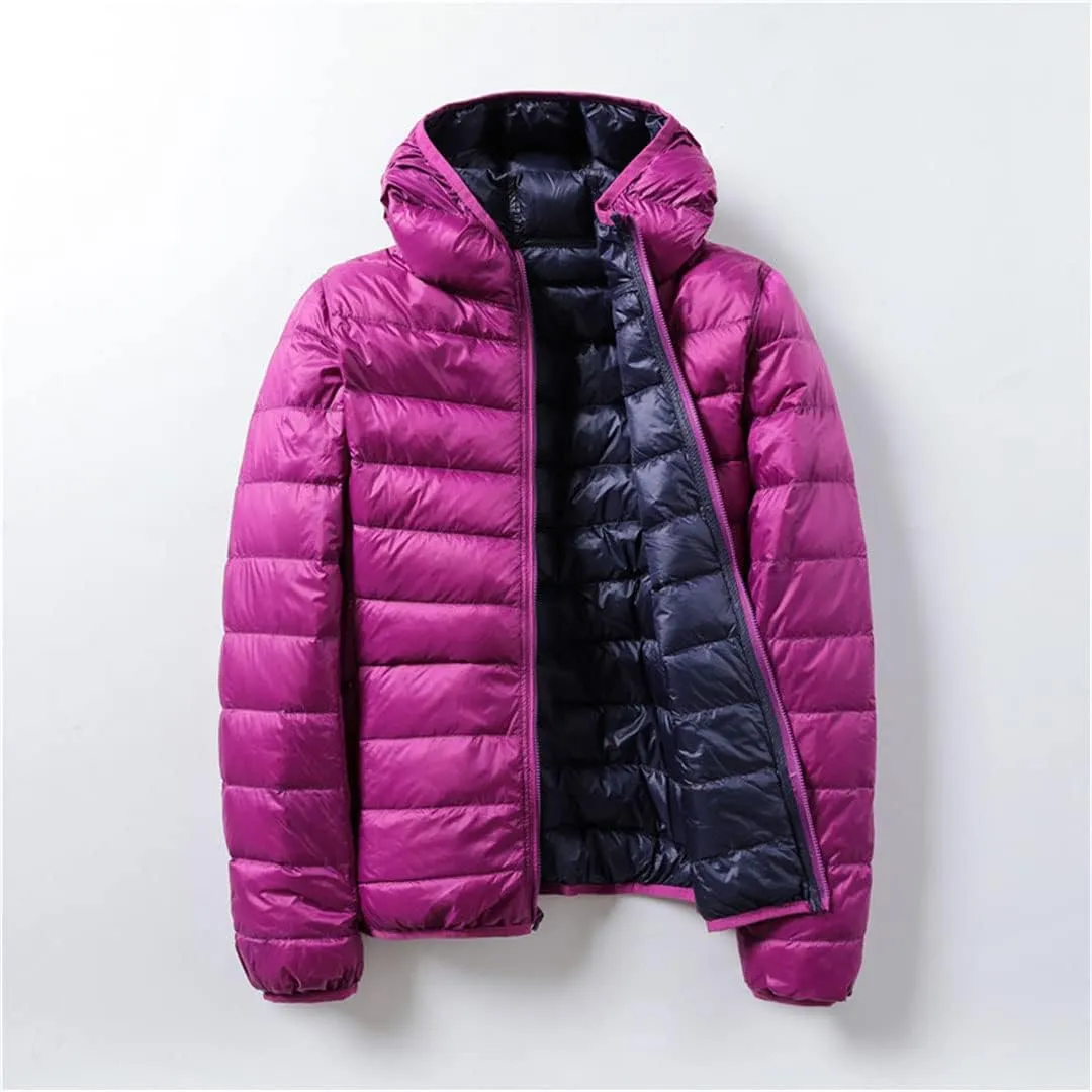 Double Side Women Jacket Ultra Light Duck Down Parkas Female Puffer Jacket Portable Down Coat