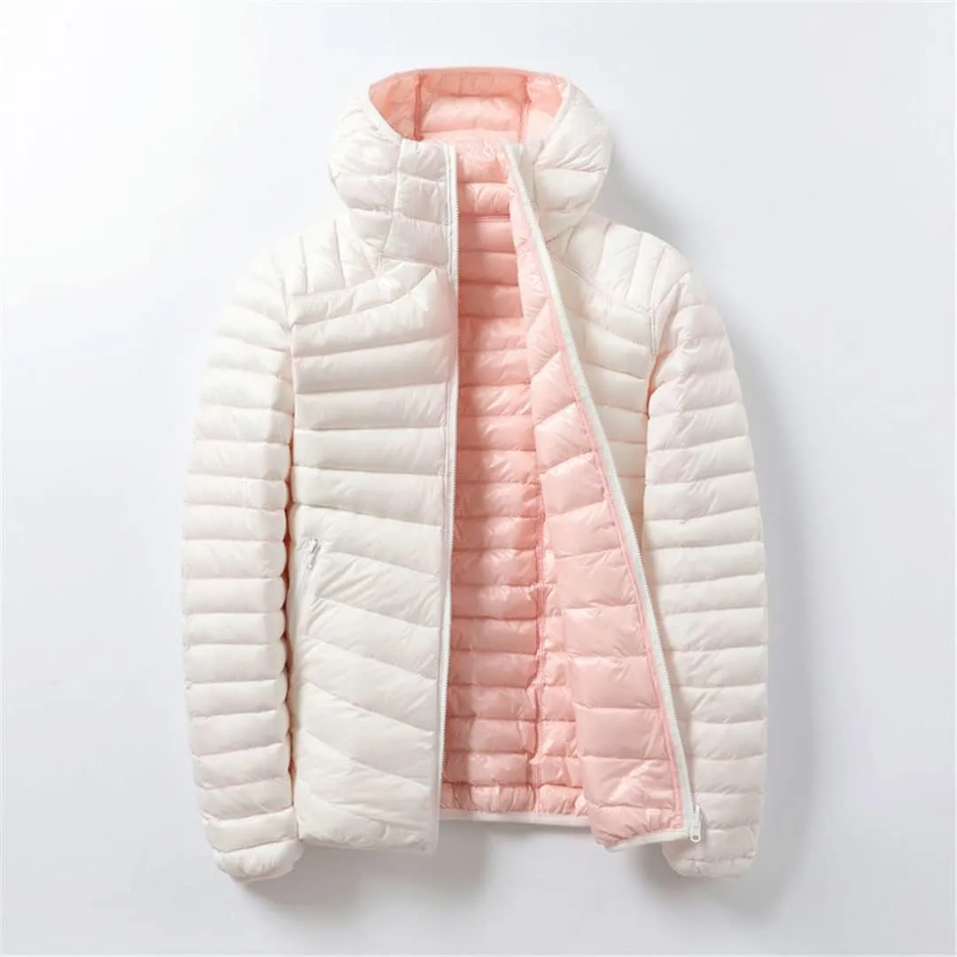 Double Side Women Jacket Ultra Light Duck Down Parkas Female Puffer Jacket Portable Down Coat