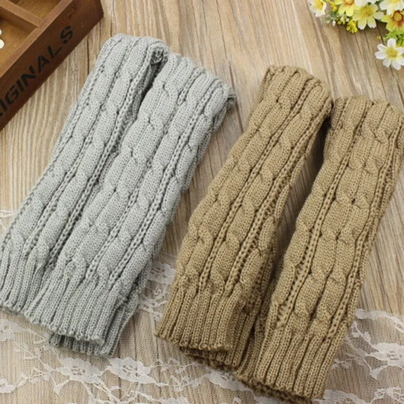 Fashion Long White Knit Gloves