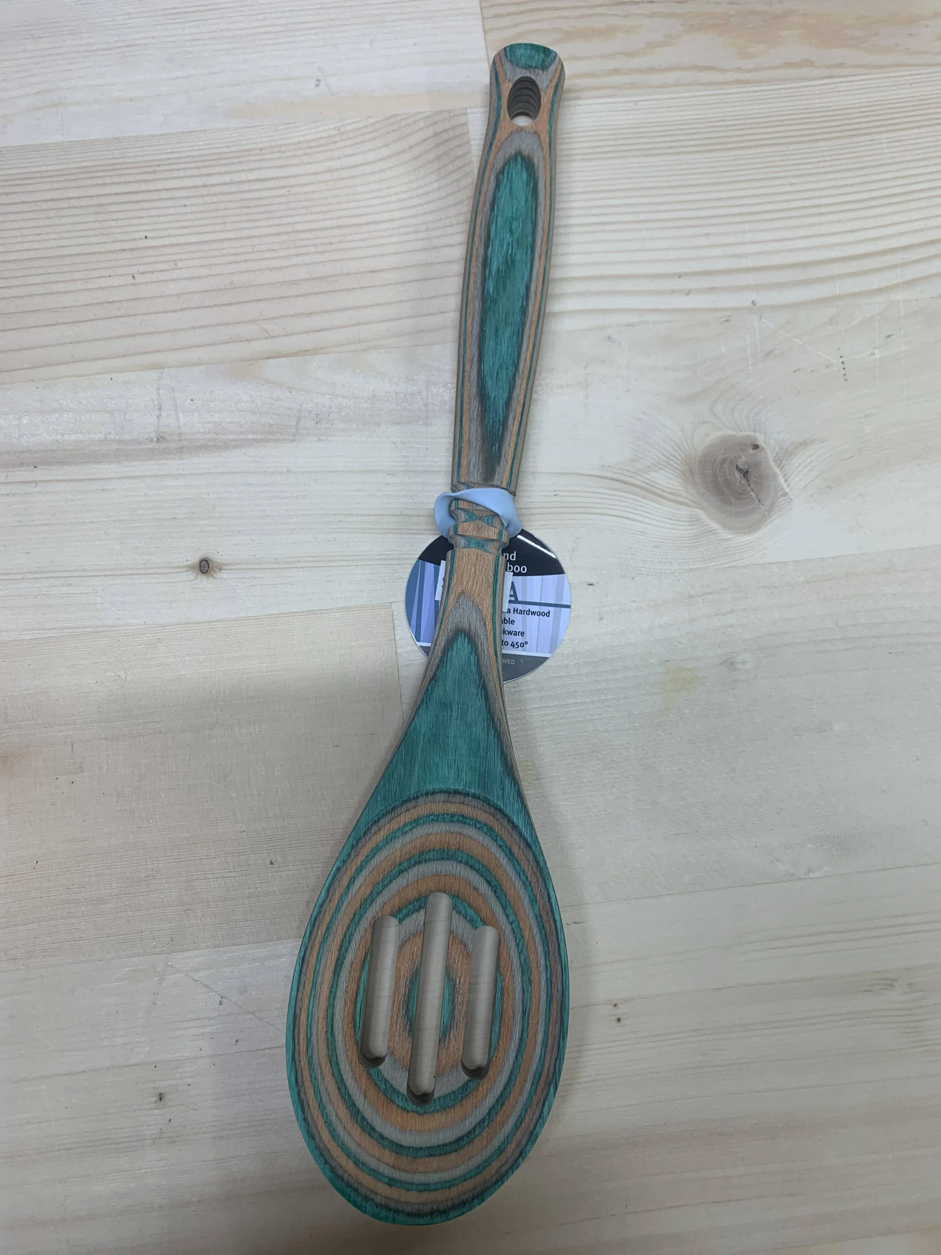 Island Bamboo Pakkawood Slotted Spoon Mint 30CM