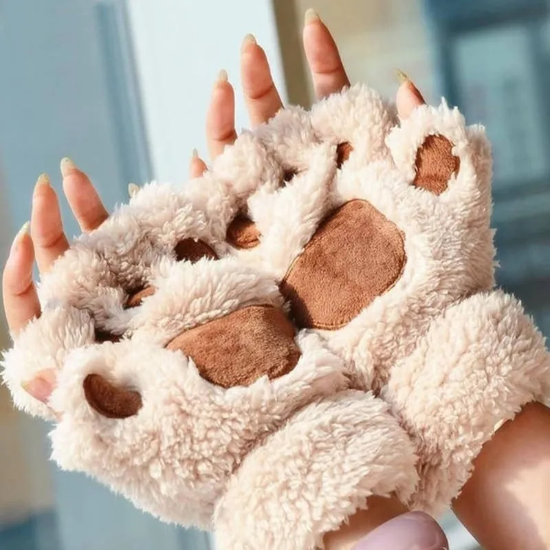 Kawaii Plush Cat Paw Gloves
