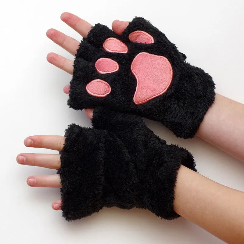 Kawaii Plush Cat Paw Gloves