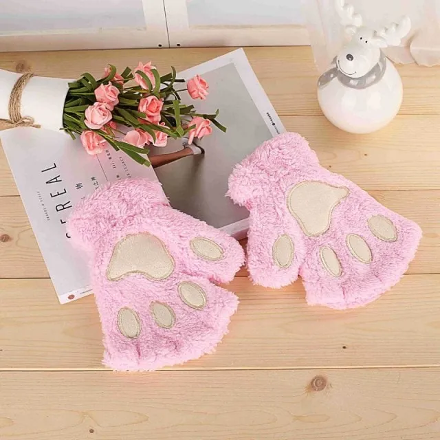Kawaii Plush Cat Paw Gloves