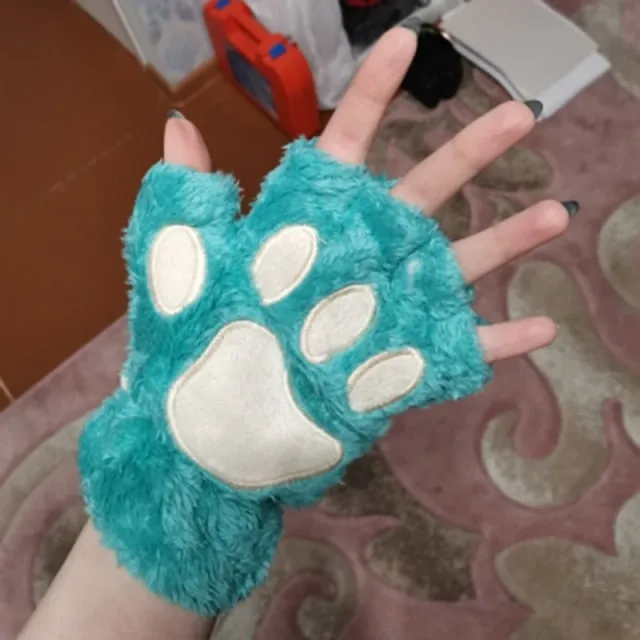 Kawaii Plush Cat Paw Gloves