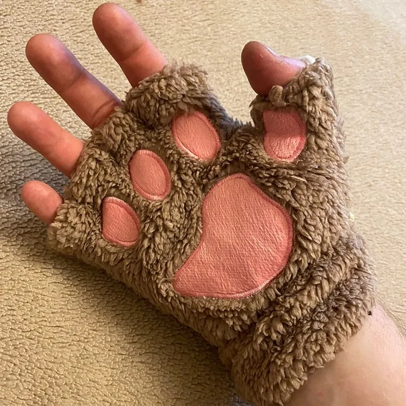 Kawaii Plush Cat Paw Gloves