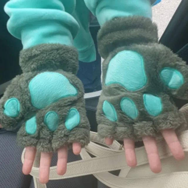 Kawaii Plush Cat Paw Gloves