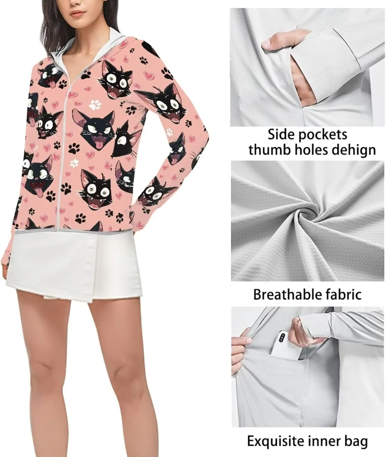 Long Sleeve Womens Sun-Proof Jacket Lightweight Cooling Sunscreen Shirt