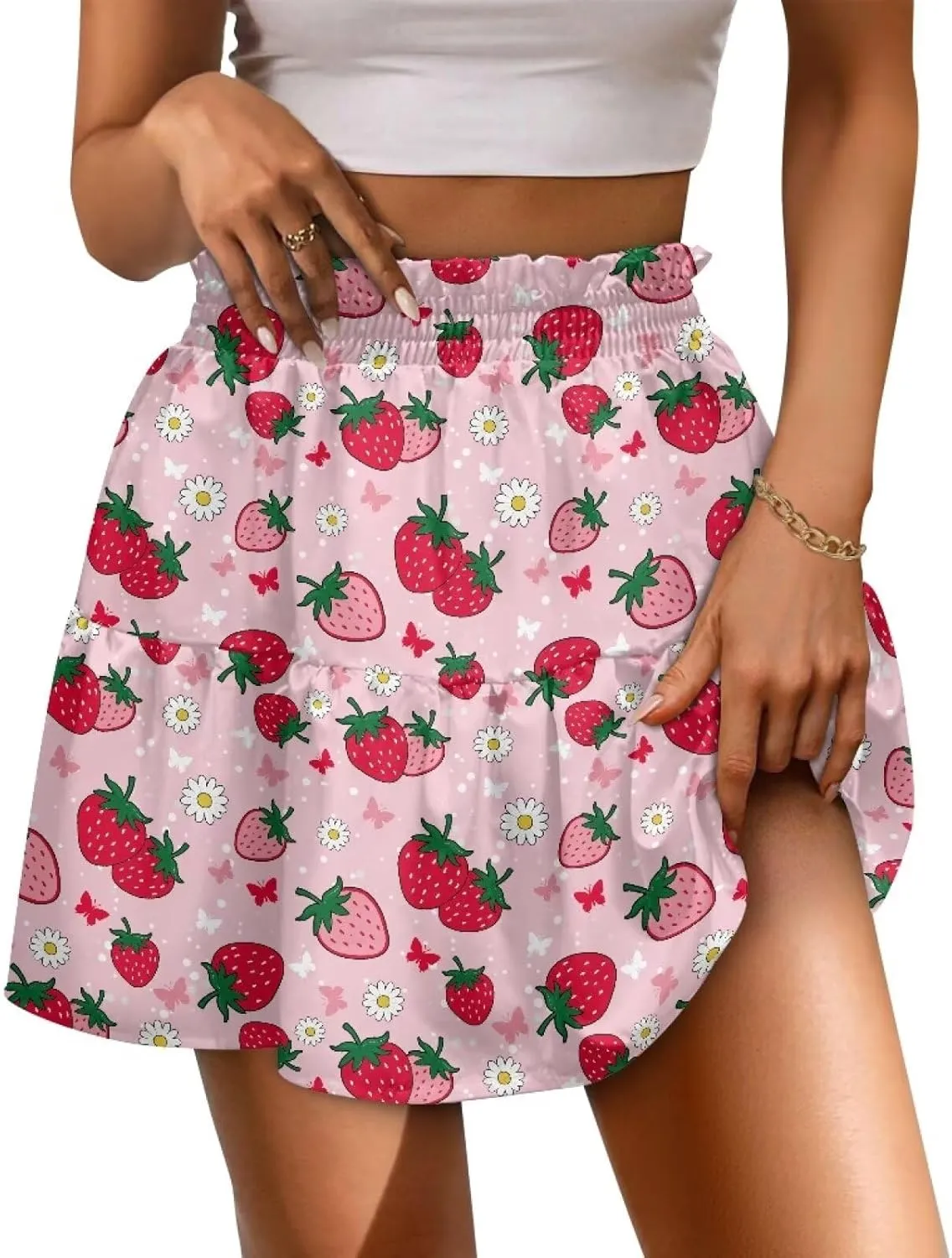 Mini Skirt for Women High Waist Skater Skirt Ruffle Slim Skirt Airy Soft Summer Short Skirt Dating Club Party Dress