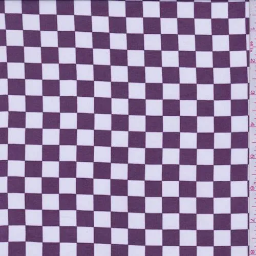 Mulberry/White Check Chiffon Fabric
