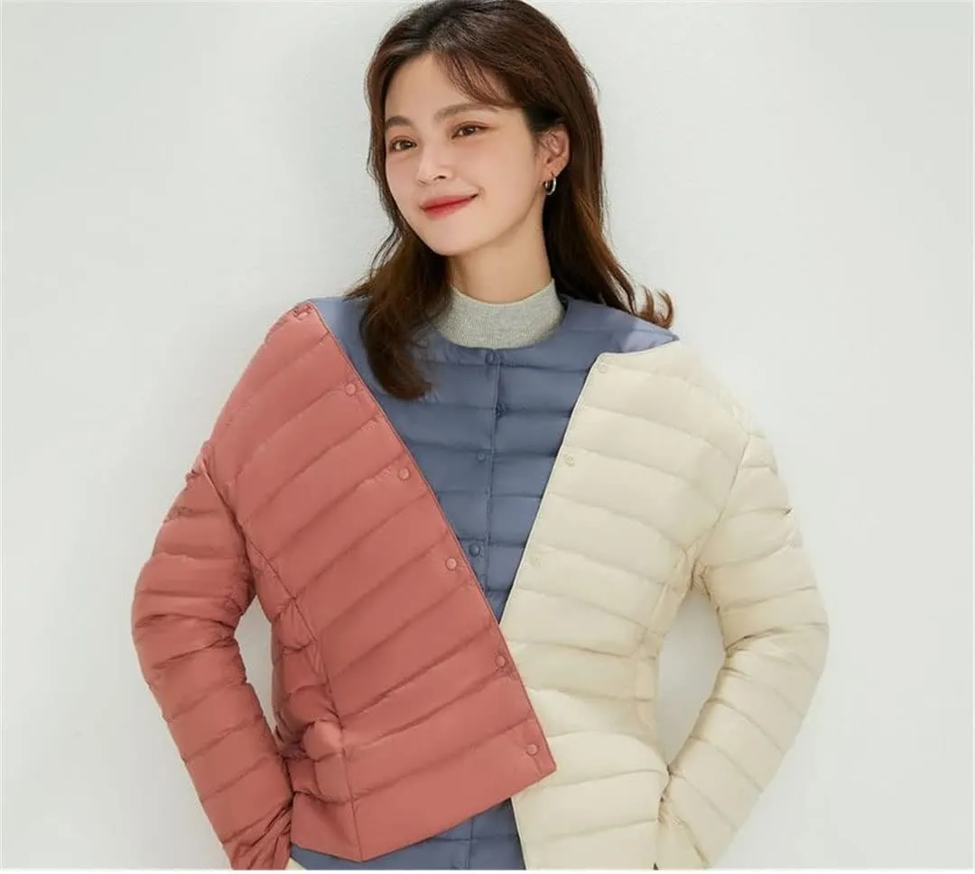 O-Neck Warm Women'S Ultra Light Weight Short Down Jacket Winter Portable Puffer Jackets