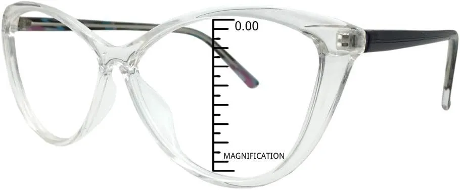 ProEyes Octans, Progressive Blue Light Blocking Readers, 0 Strength on Top Lens (2 Crystal, 2.50 x)