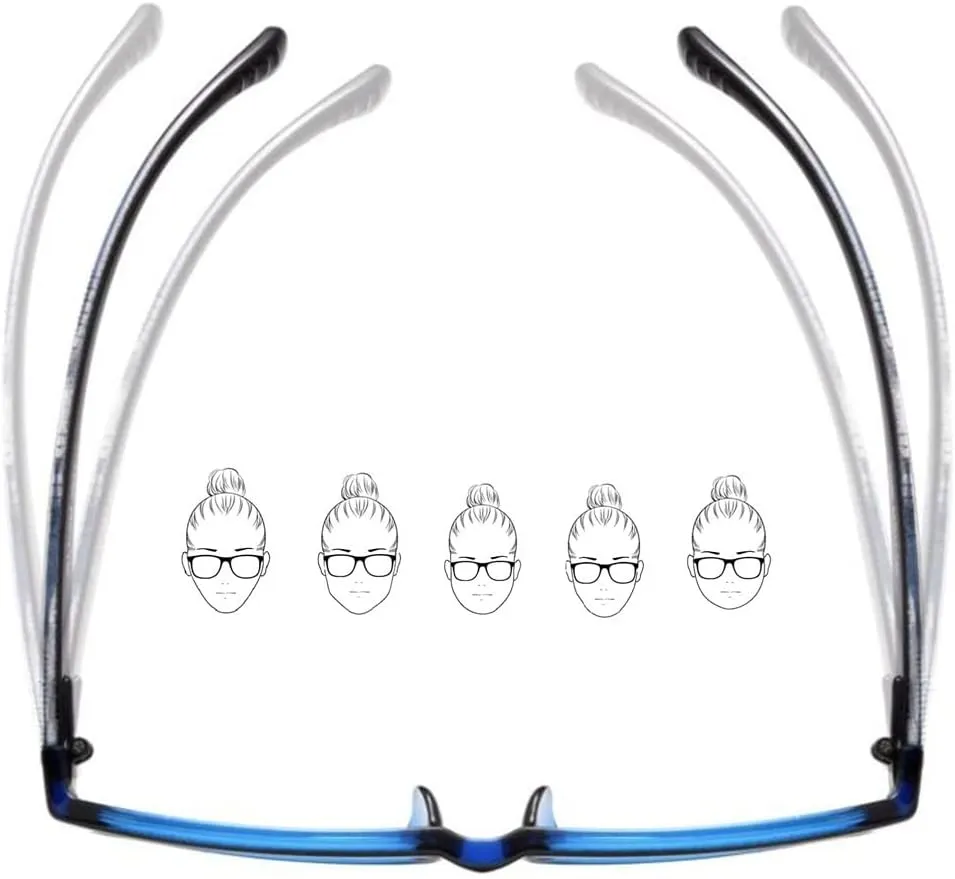Reading Glasses Blue Light Blocking, Computer Reader for Women Men,Anti UV Glare Eyeglasses Stylish TR Frame Eyeglasses with Spring Hinges (Color : Blue, Size : 1.5X)