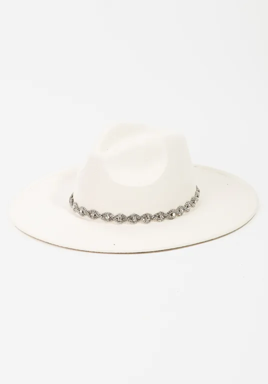 Rhinestone Twist Chain Fedora