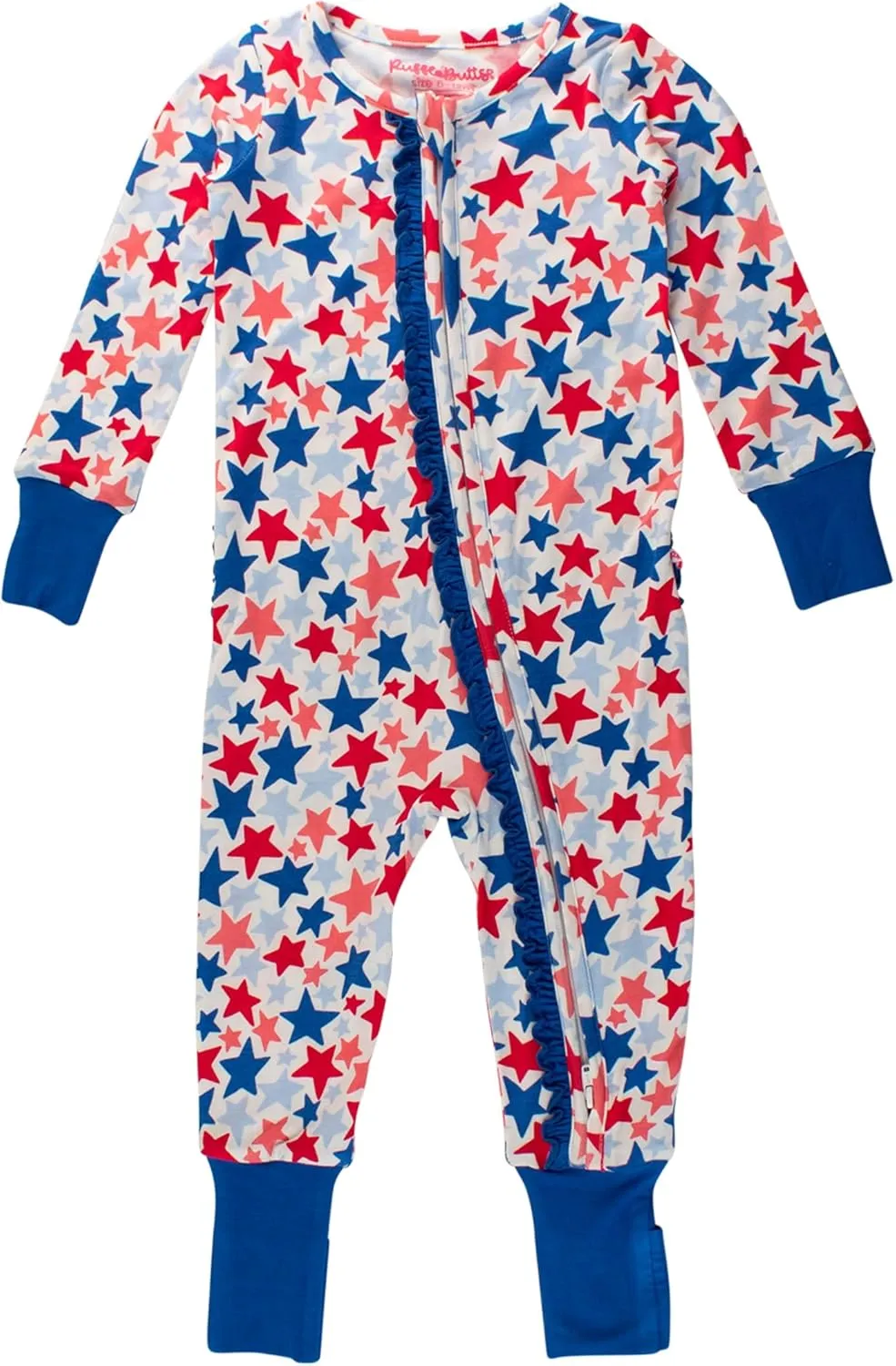 RuffleButts SoftSnooze™ Viscose from Bamboo Baby Girls Ruffle One Piece Convertible Pajamas