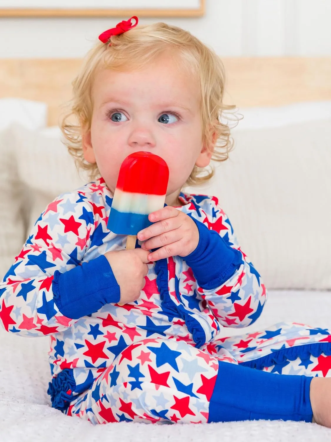 RuffleButts SoftSnooze™ Viscose from Bamboo Baby Girls Ruffle One Piece Convertible Pajamas