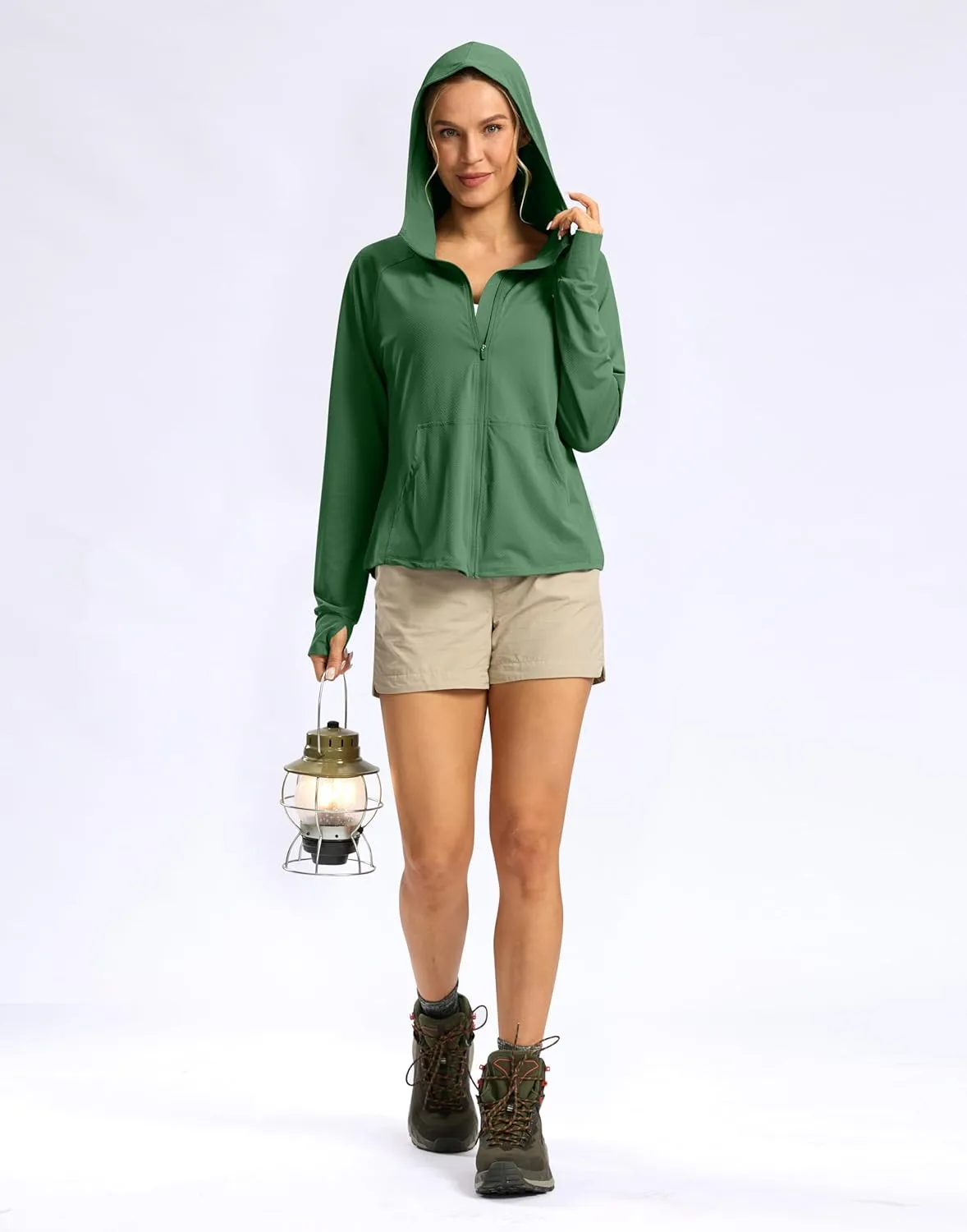 SANTINY Women's UPF 50  UV Jacket Sun Protection Zip up Hoodie Lightweight Summer SPF Long Sleeve Shirts for Hiking Running