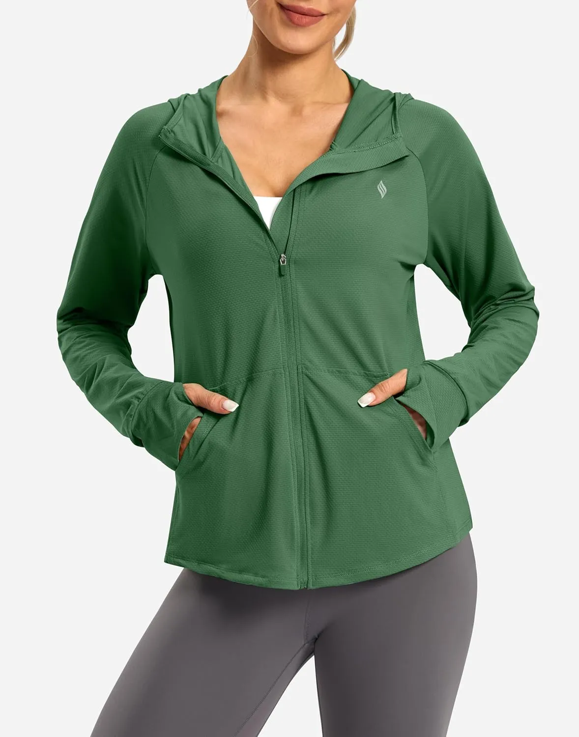 SANTINY Women's UPF 50  UV Jacket Sun Protection Zip up Hoodie Lightweight Summer SPF Long Sleeve Shirts for Hiking Running