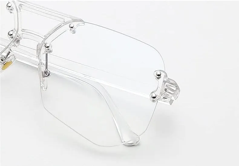 Stylish Oversized Frameless Aviator Reading Glasses, Large Rimless Blue Light Blocking Readers, Anti Glare Eyewear (Color : Black, Size :  2.00)