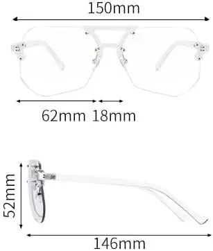 Stylish Oversized Frameless Aviator Reading Glasses, Large Rimless Blue Light Blocking Readers, Anti Glare Eyewear (Color : Black, Size :  2.00)