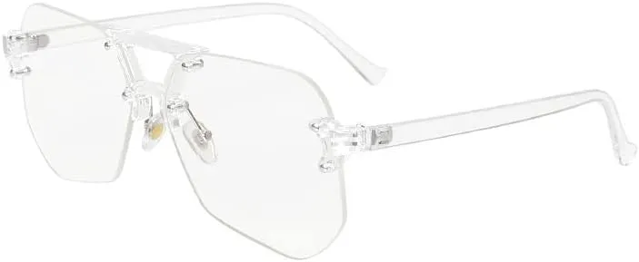 Stylish Oversized Frameless Aviator Reading Glasses, Large Rimless Blue Light Blocking Readers, Anti Glare Eyewear (Color : Clear, Size :  2.00)