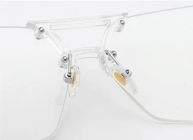 Stylish Oversized Frameless Aviator Reading Glasses, Large Rimless Blue Light Blocking Readers, Anti Glare Eyewear (Color : Clear, Size :  2.00)