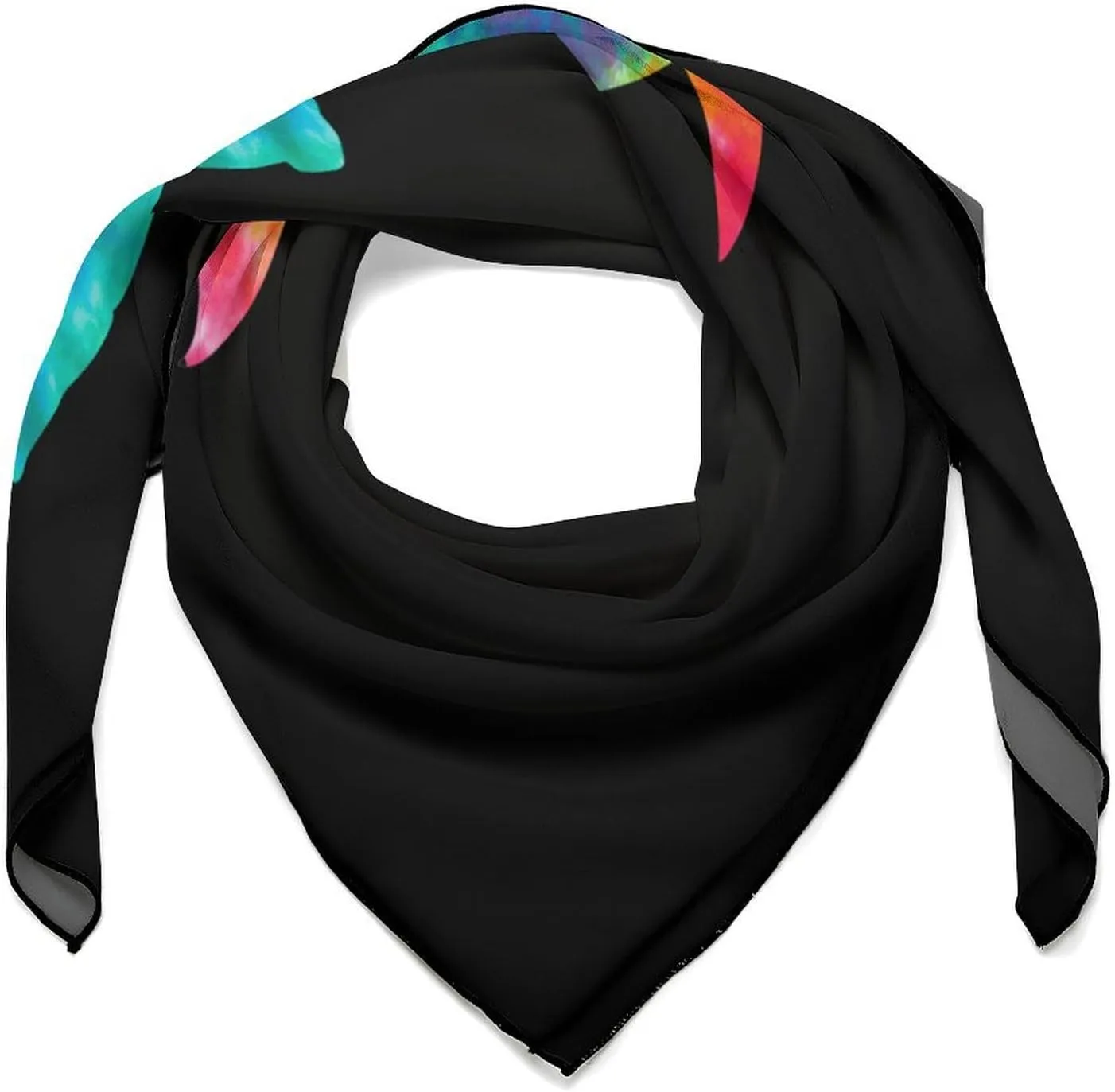 Tie Dye Hammerhead Shark Square Silk Scarf for Women Fashion Neck Hair Wrap Head Scarves Bag Decoration 27''x 27''