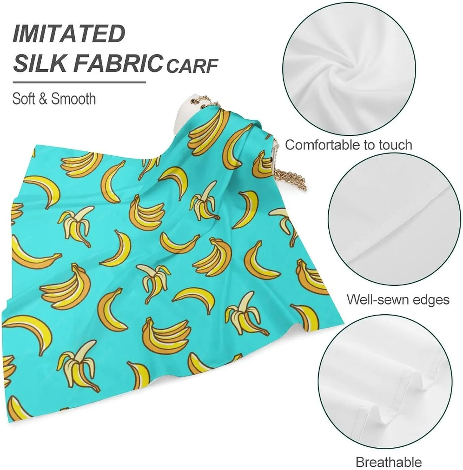 Tropical Banana Kerchief Man's Womens Multi-Purpose Square Scarf All-Occasion 25" X 25" Inch Gift Scarf