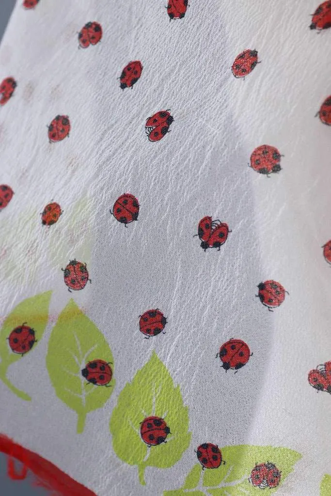 Vintage Chiffon Ladybug Scarf