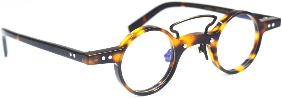 Vintage Fashion Small Round Designer Eyeglass Frames Acetate Full Rim Hand Made Glasses