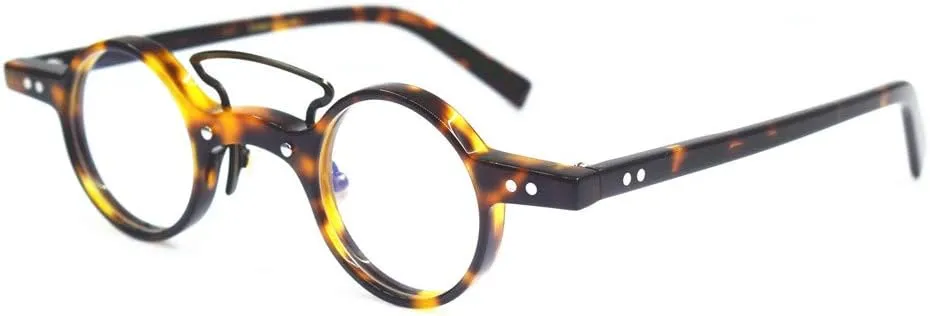 Vintage Fashion Small Round Designer Eyeglass Frames Acetate Full Rim Hand Made Glasses