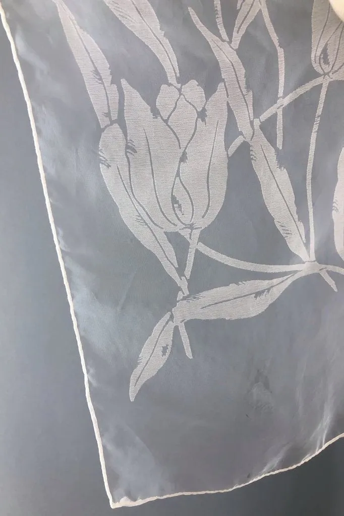 Vintage White Tulips Italian Sheer Scarf