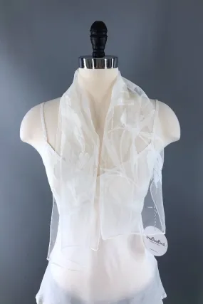 Vintage White Tulips Italian Sheer Scarf